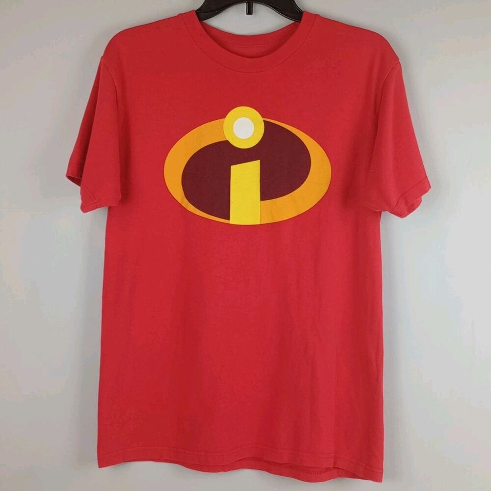 Disney Pixar Mens M Red The Incredibles Logo Short Sleeve Graphic Tshirt